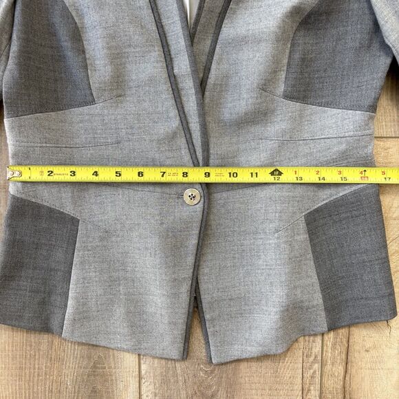 White House Black Market Womens Gray Colorblock Wool Blend Blazer Size 10 Office - Picture 16 of 16